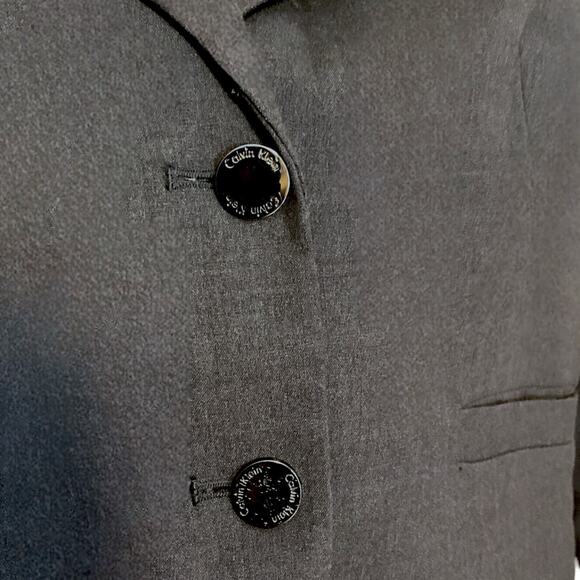 Calvin Klein Women's Jacket Size 12P Grey Modern Two Button Short Pockets - Picture 4 of 10